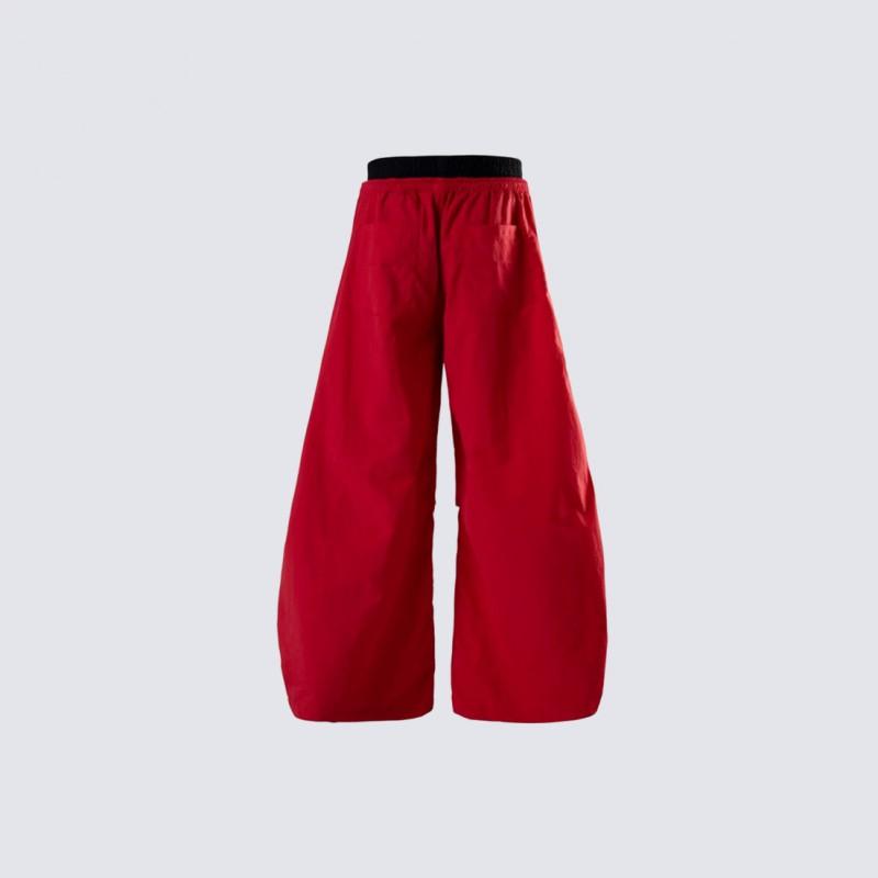 Black Red Faux Two Piece High Waist Wide Leg Pants American Vintage Letter Print Cargo Trousers Teens