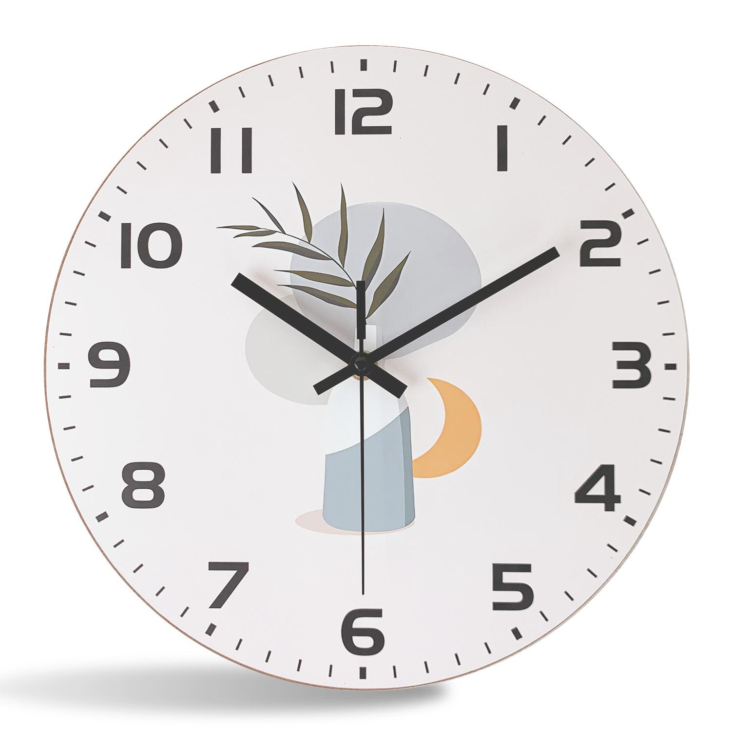 High-Standard Simple Premium-Quality Potted Top-Grade Plant First-Class Pattern High-Standard Wooden First-Class Wall First-Class Clock (as the picture,10 Inch)