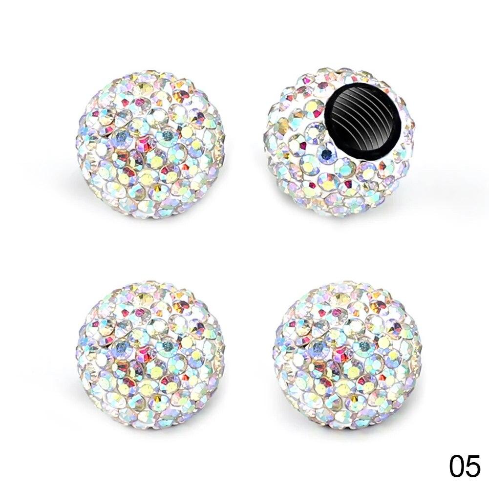 4 szt. Kryształowe nakładki na zawory opony samochodowej diamentowe błyszczące pyłoszczelne pokrywa zaworów koła pojazd Bling ozdoby samochodowe Charms Decor akcesoria samochodowe