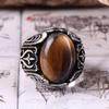 2026 New Alloy Ring Fashion Oval Turtle Face Tiger's Eye Stone Men's Simple Men's Ring Ring