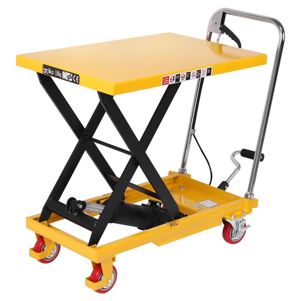 330lbs Hydraulic Lift Cart 21-72cm Height Adjustable Manual Single Scissor Lift for Material Handling and Transportation