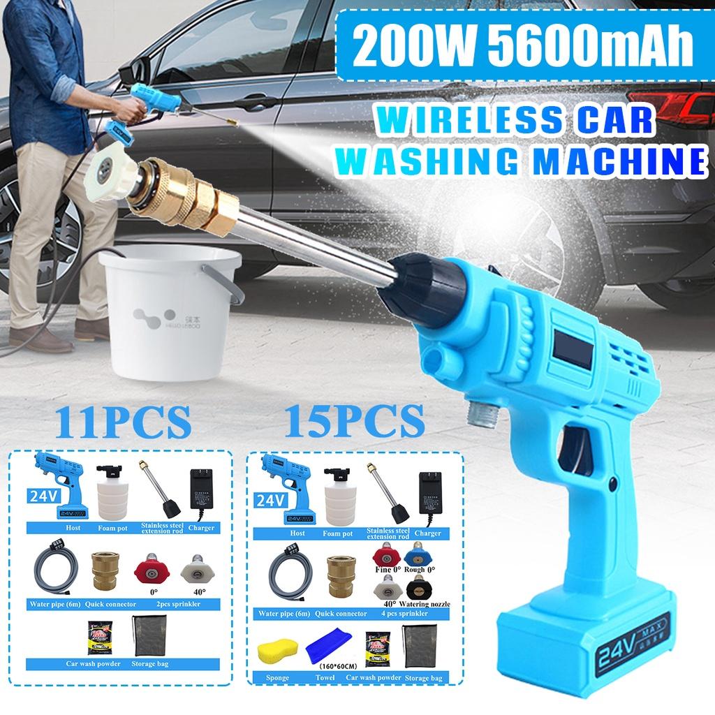200W 5600mAh 30bar Cordless Water Guns Portable High Pressure Lithium Battery Wireless Car Washing Machine 11Pcs