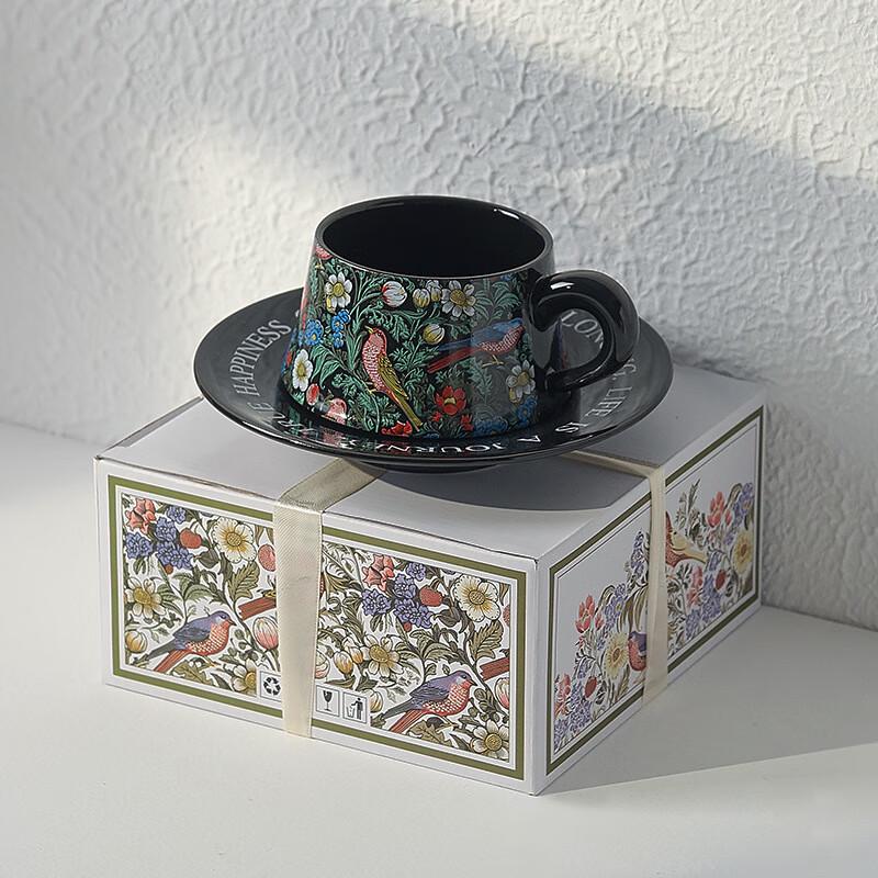 

Jingxun Vintage Floral Bird Watercolor Coffee & Tea Cup and Saucer Set