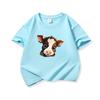Kids Pure Cotton T Shirt Adorable Brown Baby Cow Print Crew Neck Short Sleeve Tee Casual Boys Girls Summer Tops