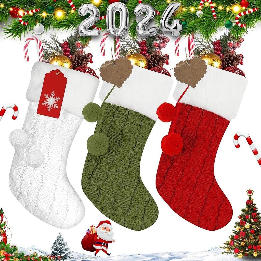 Christmas Decorations Knitted Wool Thick White Wool Socks Hotel Home Christmas Socks