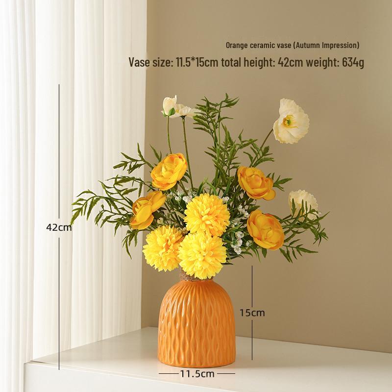 Yapay Çiçek Aranjmanları İçin Zarif Seramik Vazo - Oturma Odası veya Yemek Masası Dekorasyonu İçin Mükemmel