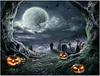Halloween Graveyard Backdrop Scary Pumpkin Bat Grave Big Tree Moon Backdrop Happy Halloween Party Banner Vinyl Studio Back