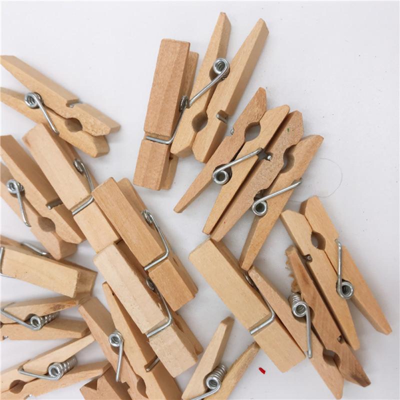 Neu! 100pc Natürliche Holz Wäscheklammern Multi-funktionale Reusable Mini Clips Wäscheklammern Mit 10m Jute