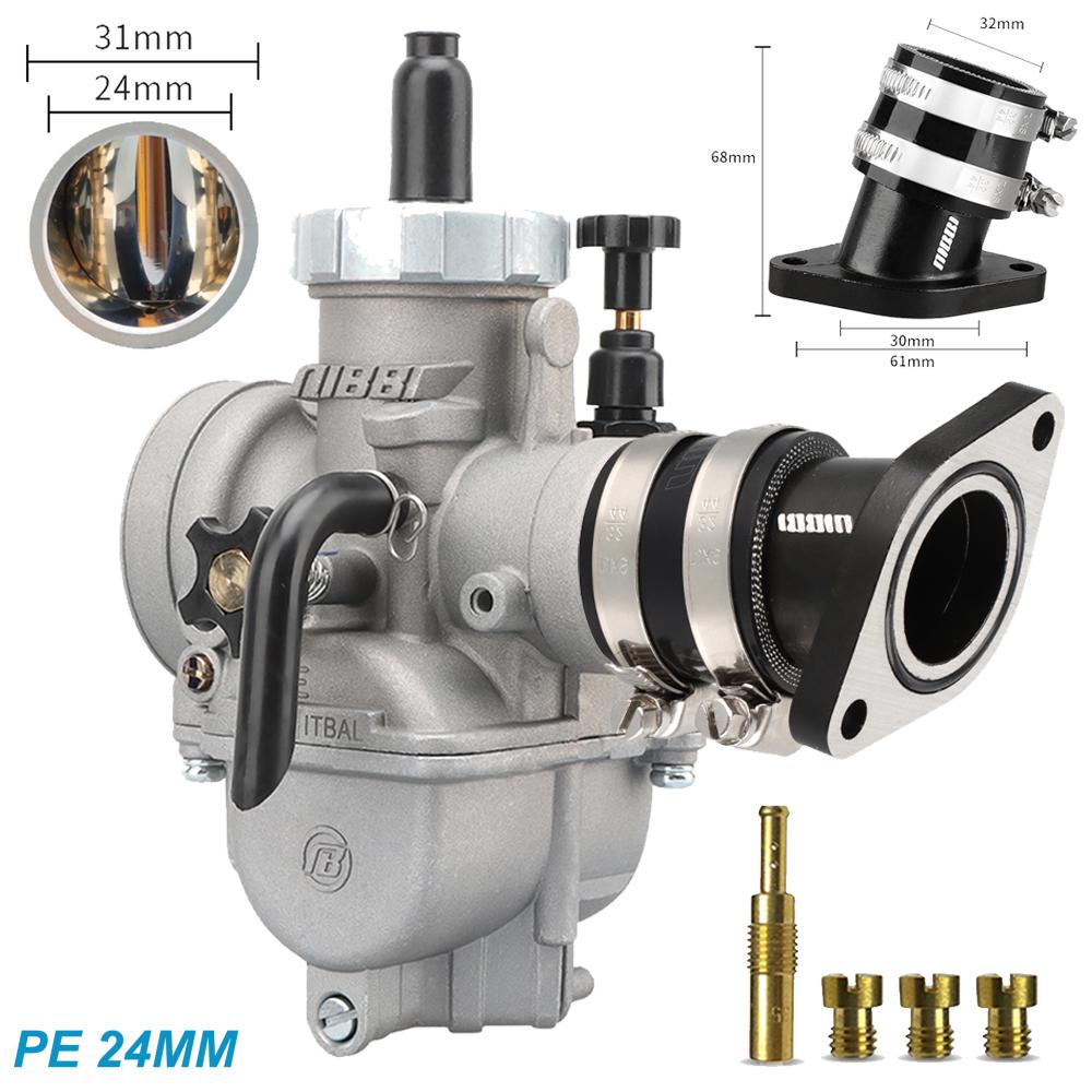 

NIBBI PE24mm/26mm Carburetor Air Filter Intake Manifold Kit Motorcycle Carburetors Interface Fit Yamaha Suzuki 2T/4T Engine PE24mmSportSet1