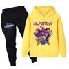 Autumn Winter Kpop Demon Hunters Pattern Hoodies Sweatpants Sets Fashionable Casual Warm Sports Long Sleeved Pants Kids Unisex Clothing Sets