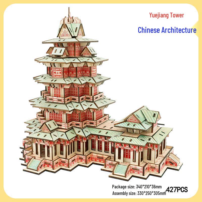 DIY Wooden 3D Puzzle: Chinese Architectural Model Educational Toy & Souvenir