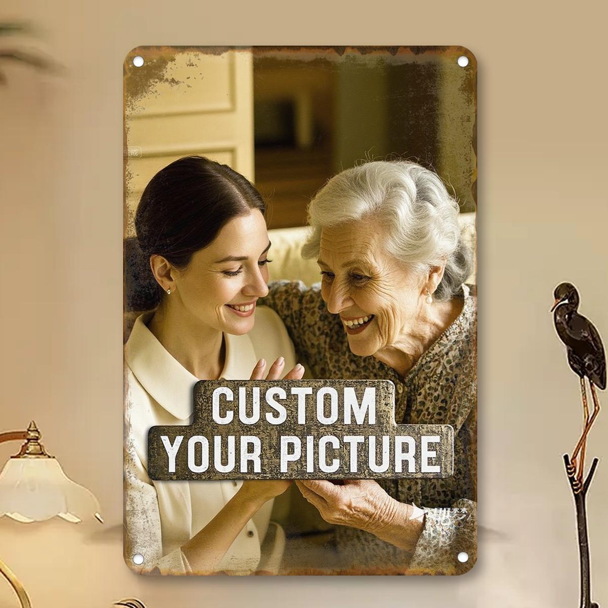 

Custom Your Photo Vintage Metal Tin Sign Personalized Text Wall Plaque Home Garage Bar Decor Great Gift for Friends Family 20x30cm（7.8x11.8inch）