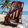 Custom Name Personalized Atletico Madrid Print Beach Towel, for Trip Camping Beach Party Home Decor, Birthday Gift for Family & Friends