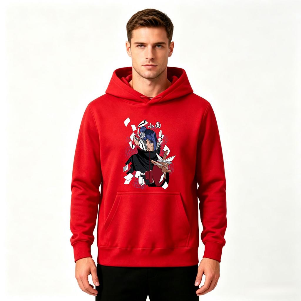 Men's Printed Pullover Hoodie Anime Character Graphic Casual Long Sleeve Sweatshirt for Daily Wear