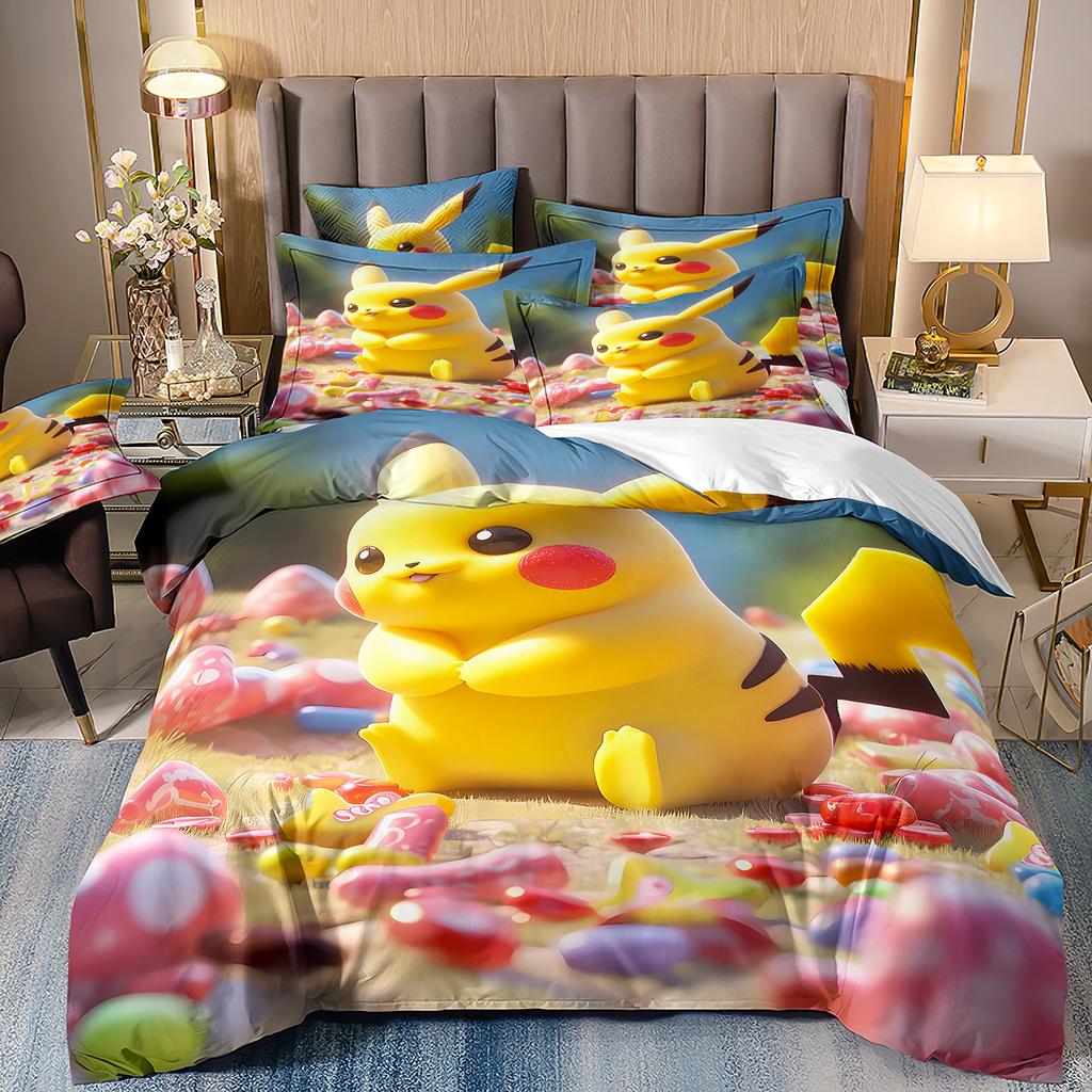 Pokemon Pikachu Bedding CollectionCartoon Anime Quilt Cover For Kids Boys Girls GiftBedding Cover And Pillowcase 7550Cm
