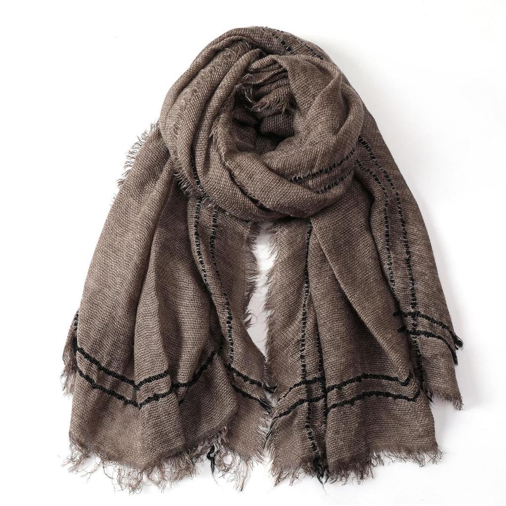 Men's Artistic Striped Scarf: Autumn & Winter Warmth with Short Tassels and Tie-Dye Design.