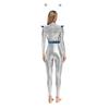 Womens Alien Robot Astronaut Cosplay Costume Metallic Shiny Full Body Unitard Long Sleeve Jumpsuit
