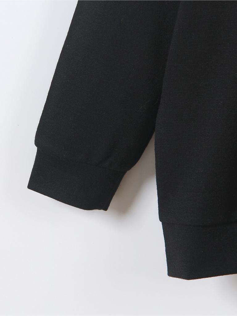 Sudadera con Capucha Negra Casual Infantil Estampado Caníbal Oscuro y Bizarro para Niños y Niñas en Otoño e Invierno