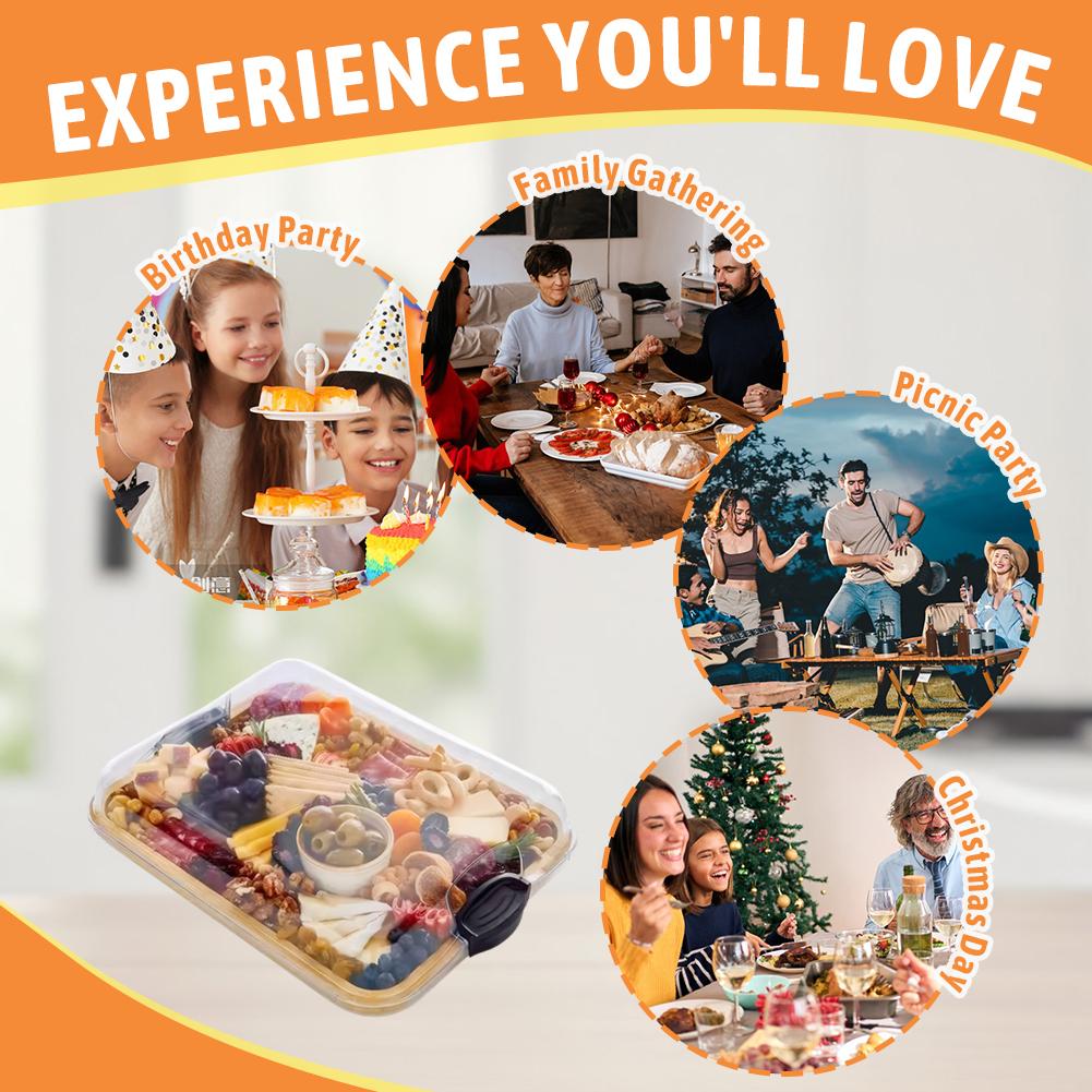 Bamboo Charcuterie Board Tray W/ Lid Cheese Platter Serving Tray Charcuterie Board for Kitchen Cooking Family Party Gift