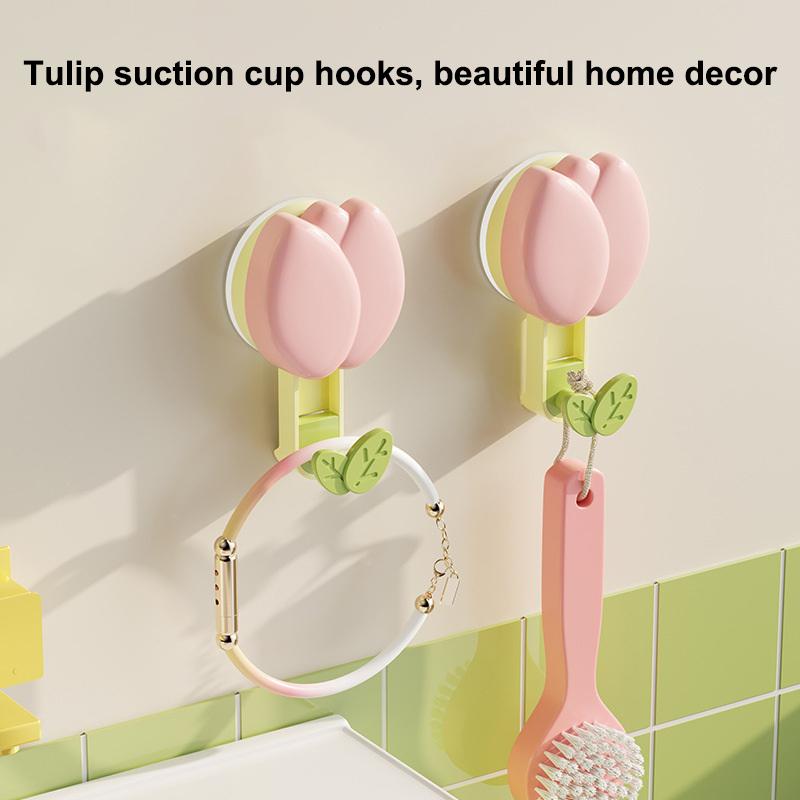 Strong Suction Cup Hooks Flower Design No Drill Adhesive for Bathroom Kitchen Organization Towel Rack