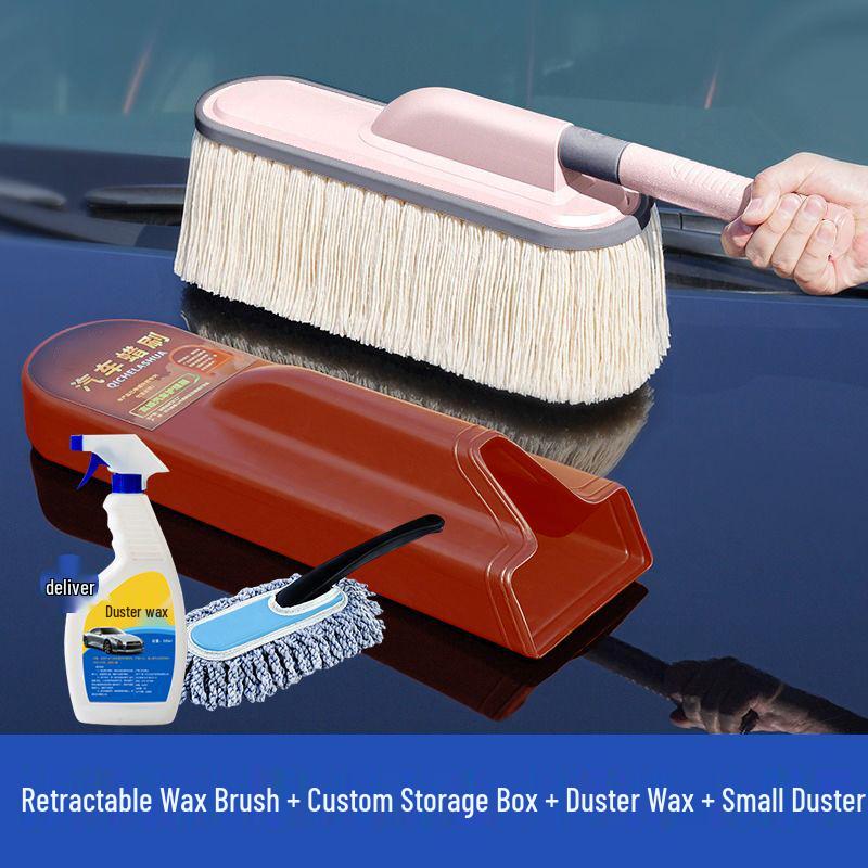 Car Dust and Snow Cleaning Brush with Retractable Rod