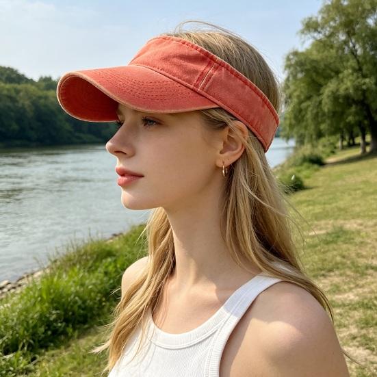 Yousheng Empty Top Baseball Cap, Retro Washed Style UV Protection Hat with Extended Curved Brim, Summer Hat for Travel Hiking Outdoor Sports