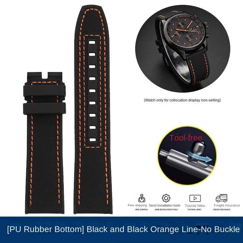 

New Design Hybrid FKM Watch Strap for Mido Helmsman M005 M038.431 M038431a Quick Release Canvas Nylon Watchband Bracelet 22mm 22mm width