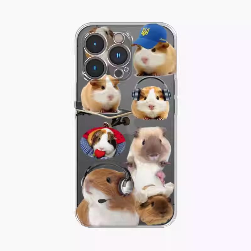 Fashion Simple INS Cute C-Guinea Pig Phone Case for iPhone 16 Pro 15 14 13 12 11 Promax Plus High-end TPU Transparent Soft Cover