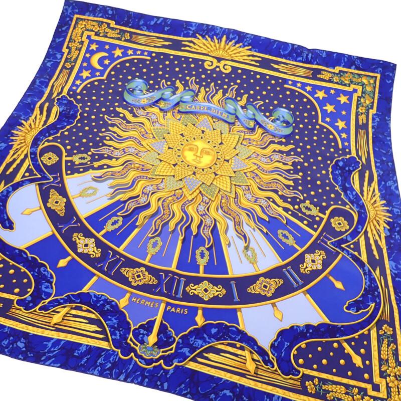 HERMES scarf blue silk Women