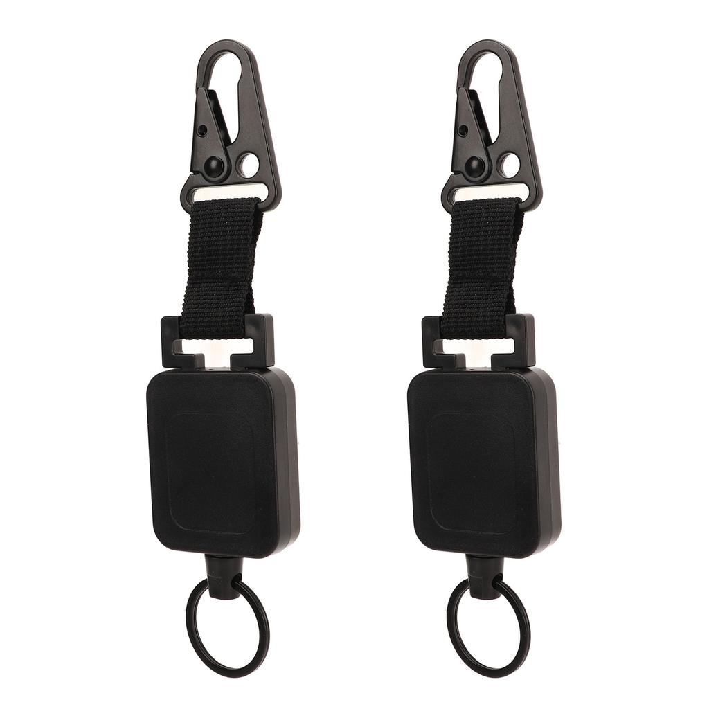 2 PCS Easy Pull Buckle Keychain Olecranon Buckle Stretchable Quick Release Buckle Key Ring for Bag Pants Black