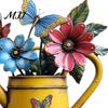Metal Wall Art Decor Rustic Watering Can Art, Flower Butterfly Welcome Sign, Farmhouse Three Dimensional Ornaments Iron Hanging for Porch Garden Patio