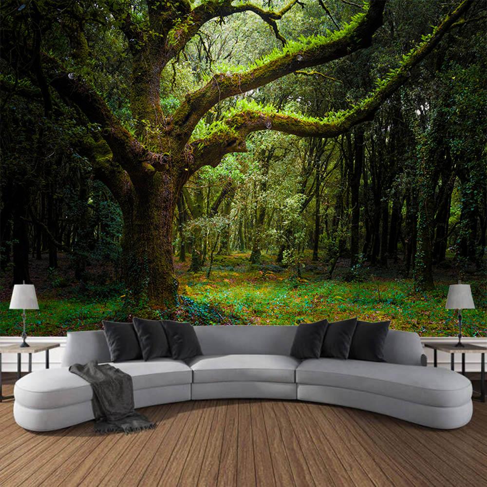 Natural Forest Tapestry Wall Hanging Home Art Decoration Hanging Painting Living Room Dormitory Outdoor Picnic Mat Bed Sheet