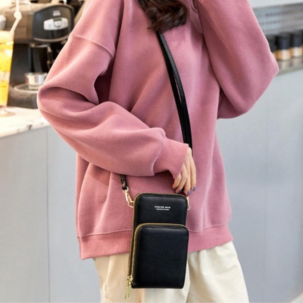 Petit-Germe Women's 2-Way Smartphone Shoulder Bag, Supports Smartphone Operation While Inserted, Fits 6.5-inch Devices, Card Storage, Interior