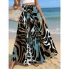 Women'S Plus Size Skirt with Abstract Tiger Print, Great for Beach And Casual Outfits. A Flowy Maxi Skirt for Travel