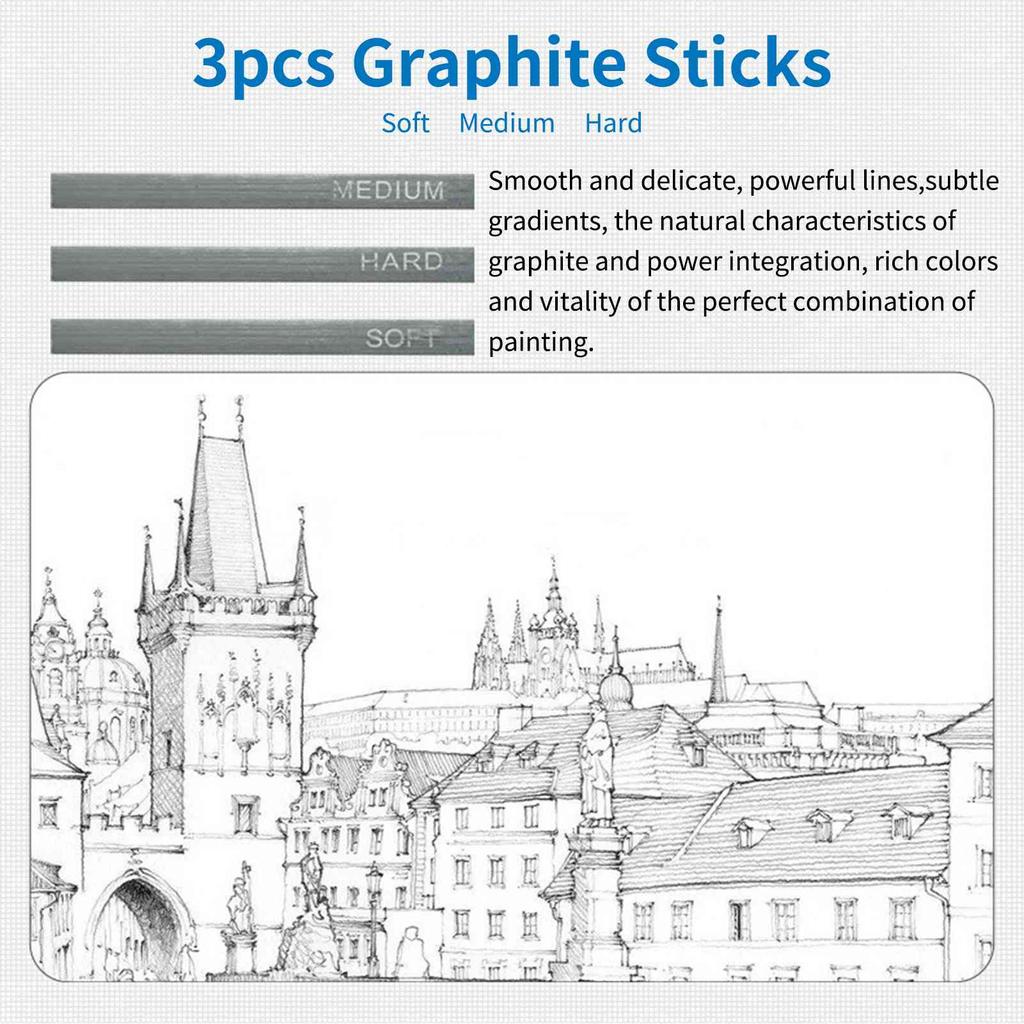 95 Piece Professional Drawing Pencils and Sketch Set Includes Oil Colored Pencil Sketch Charcoal Graphite Pencil