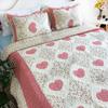 1PC/3PCS Printed Bedspread Queen Size Floral Cotton Quilt Bedding Set, Lightweight Summer Quilted Blanket for Bed Comforter