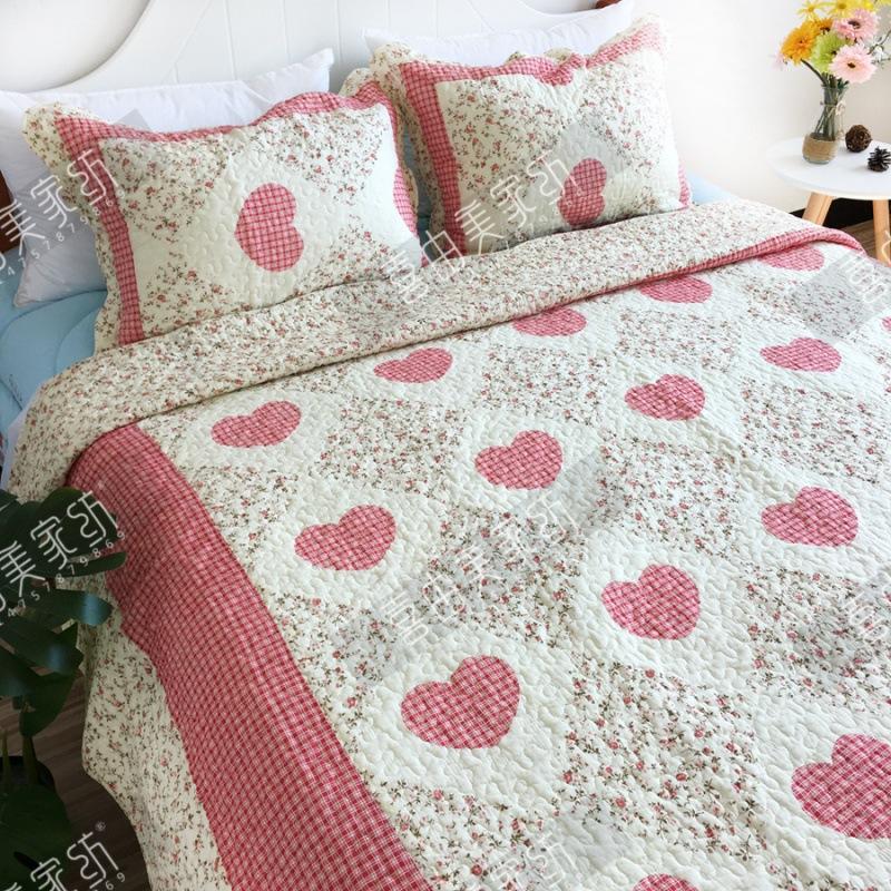 1PC/3PCS Printed Bedspread Queen Size Floral Cotton Quilt Bedding Set, Lightweight Summer Quilted Blanket for Bed Comforter