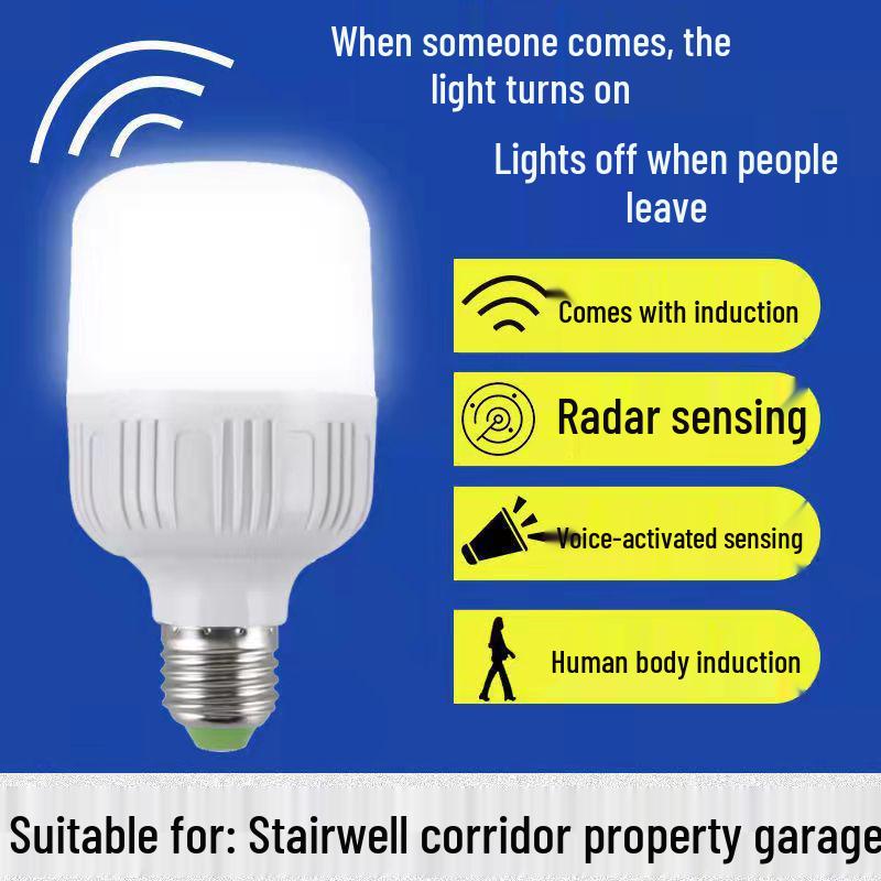 Motion-Sensor Sound and Light-Control LED Bulb for Bathroom and Stairwell