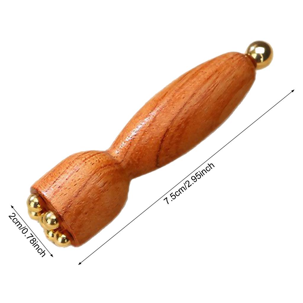 Wooden Eye Massager Roller Face Massage Stick with Metal Ball Roller for Contouring Firming Glowing Skin for Face Relief