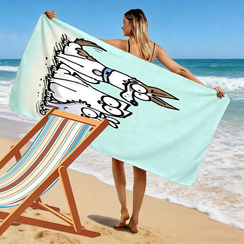 Simon's Cat Print Strandlaken, Groot Zacht Sneldrogend Handdoek voor Strand Camping Zwemmen