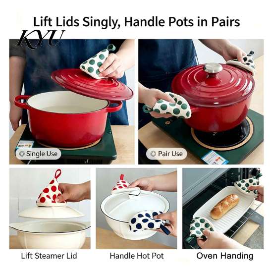 Anti Scald Insulation Mitts Triangular Pot Lid Handle Cover, Heat Resistant Hot Cookware Kitchen Covers Anti-Scald Mitts, Cotton Knob Grabber Holders,
