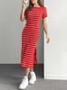 Spring and summer, new European and American, split design women's fashion striped jumpsuit