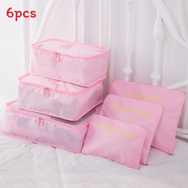 Travel Storage Bags Sixpiece Cubic Set With Multipurpose Compartments For Suitcase Organization