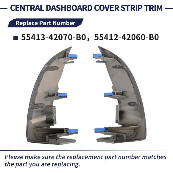 Central Dashboard Cover Strip Trim Center Trument Cluster Panel Trim 55413-42070-B0 55412-42060-B0 Compatible With Toyota RAV4 Base Limited EV Sport