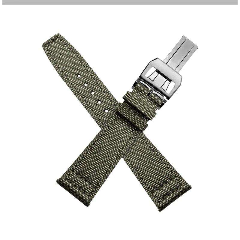 20mm 21mm 22mm Nylon Canvas Fabric Watch Band for Iwc Pilot Spitfire Timezone Top Gun Strap Folding Clasp Belts Wristwatch Strap