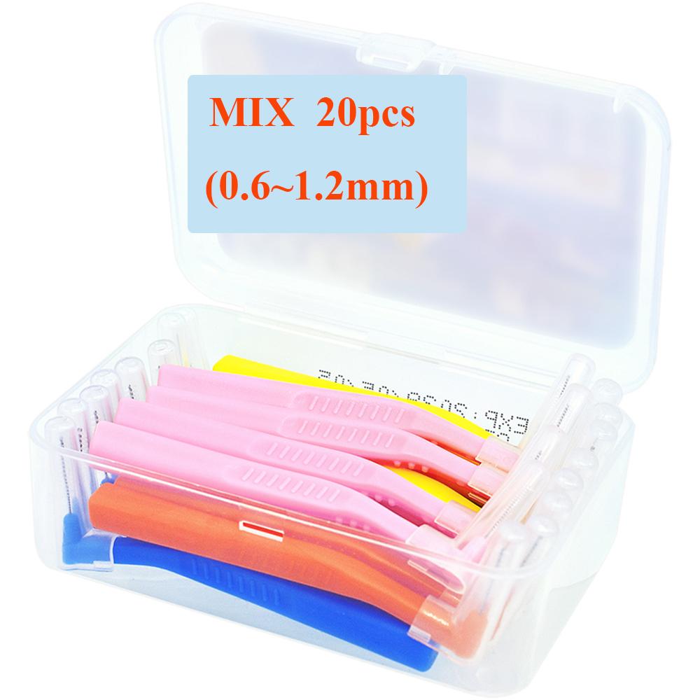 20Pcs L Shape 0.6-1.2Mm Interdental Brush With Box Orthodontic Dental Tool Teeth Cleaning Toothpick Oral Hygiene Dental Flosser
