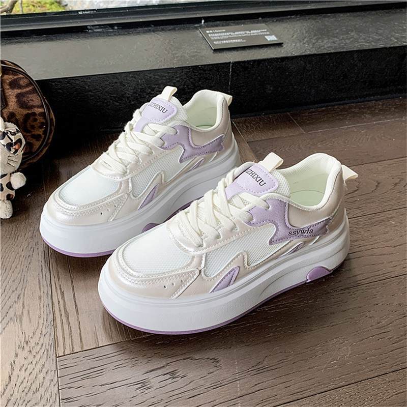 Summer New Fashion Lace-up Comfortable Shoes Breathable and Lightweight Casual Shoes Mesh Versatile White Shoes Women
