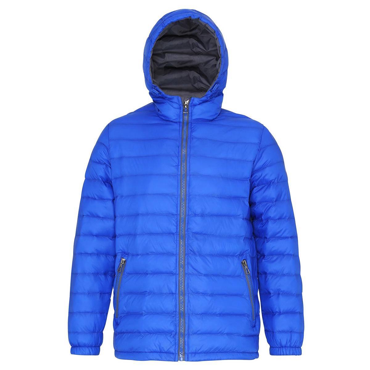 2786 Giacca imbottita resistente all'acqua e al vento con cappuccio da uomo XS grigio/colore blu royal