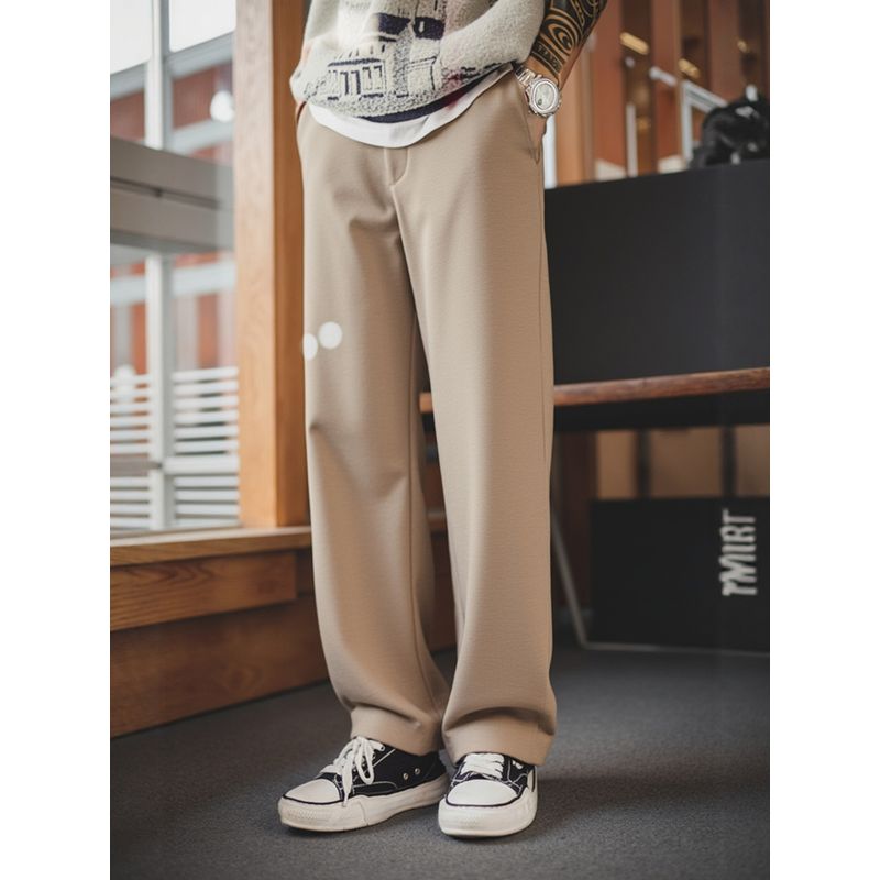 Light Luxury Minimalist Old Money Style Merino Wool and Silk Acetate Casual Pants Men's Woolen Trousers Export Men's Long Pants