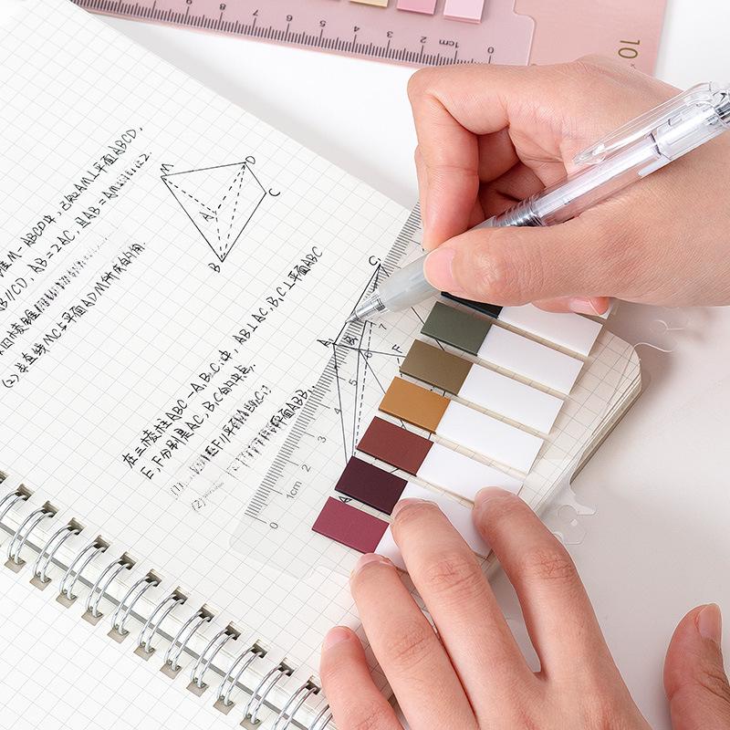 Morandi Color Index Sticky Notes: Writable Plastic Loose-Leaf Indicator Stickers